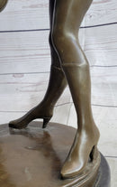 Erotic Nude Art Girl Bending Over Exposing Herself Bronze Sculpture Statue Figure