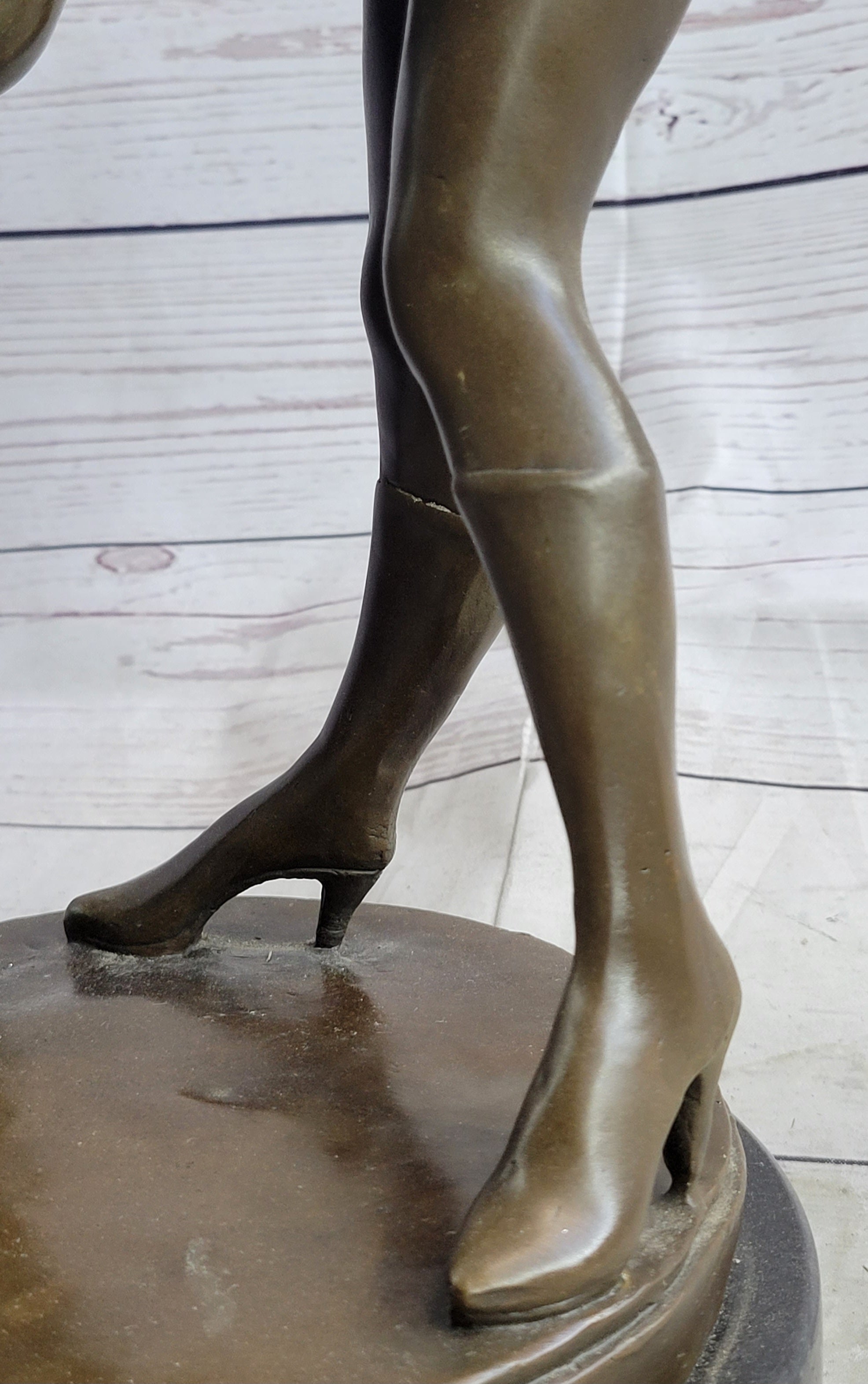 Erotic Nude Art Girl Bending Over Exposing Herself Bronze Sculpture Statue Figure