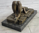 Erotic Nude Bronze Sculpture Statue Girl on Her Knees Sexual Position 7" x 11"
