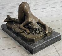 Erotic Nude Bronze Sculpture Statue Girl on Her Knees Sexual Position 7" x 11"