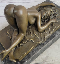 Erotic Nude Bronze Sculpture Statue Girl on Her Knees Sexual Position 7" x 11"