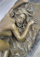 Erotic Nude Bronze Sculpture Statue Girl on Her Knees Sexual Position 7" x 11"