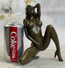 Erotic Bronze Figurine Sculpture Girl Female Touching Herself Signed Original Art 8" x 8"