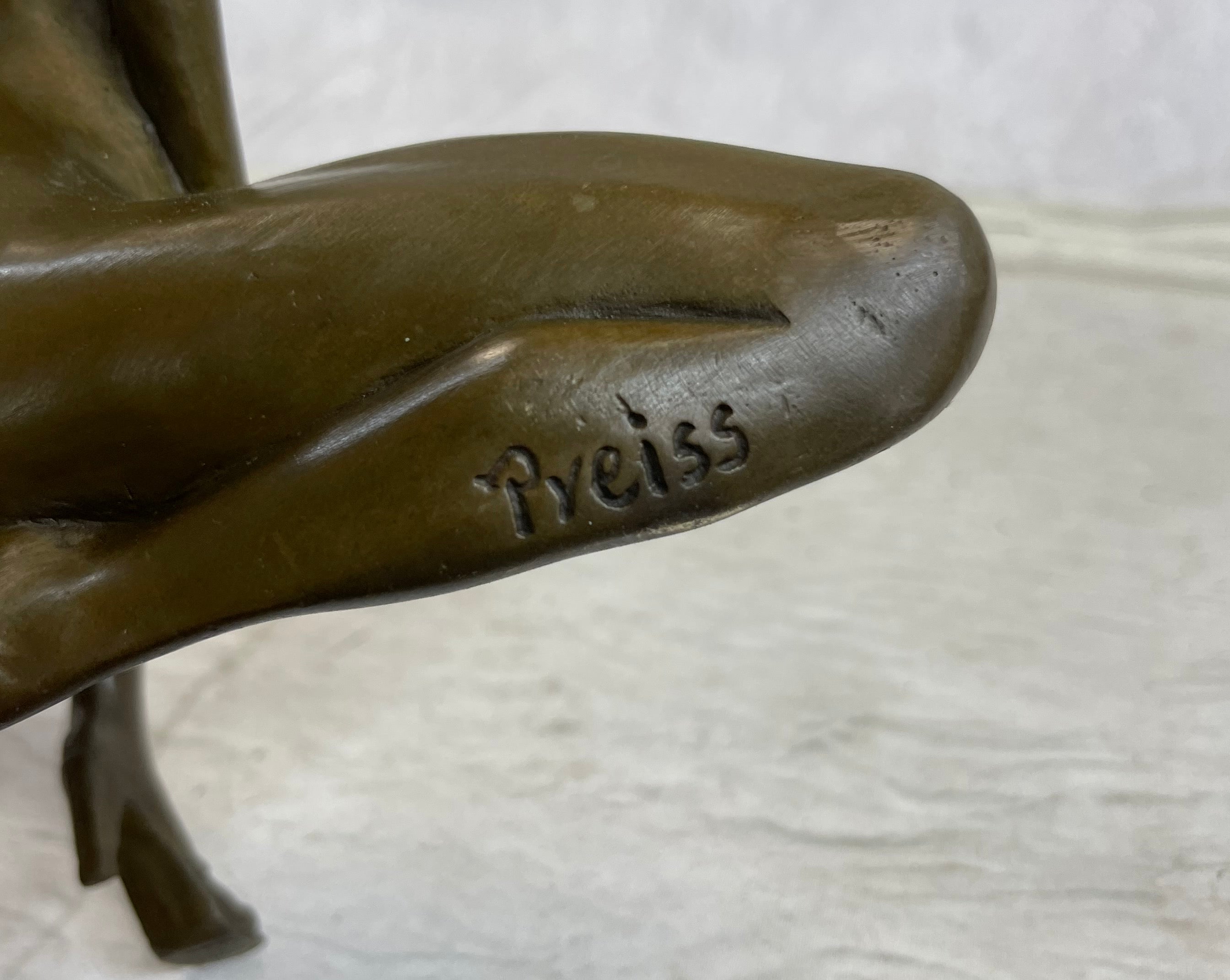 Erotic Bronze Figurine Sculpture Girl Female Touching Herself Signed Original Art 8" x 8"