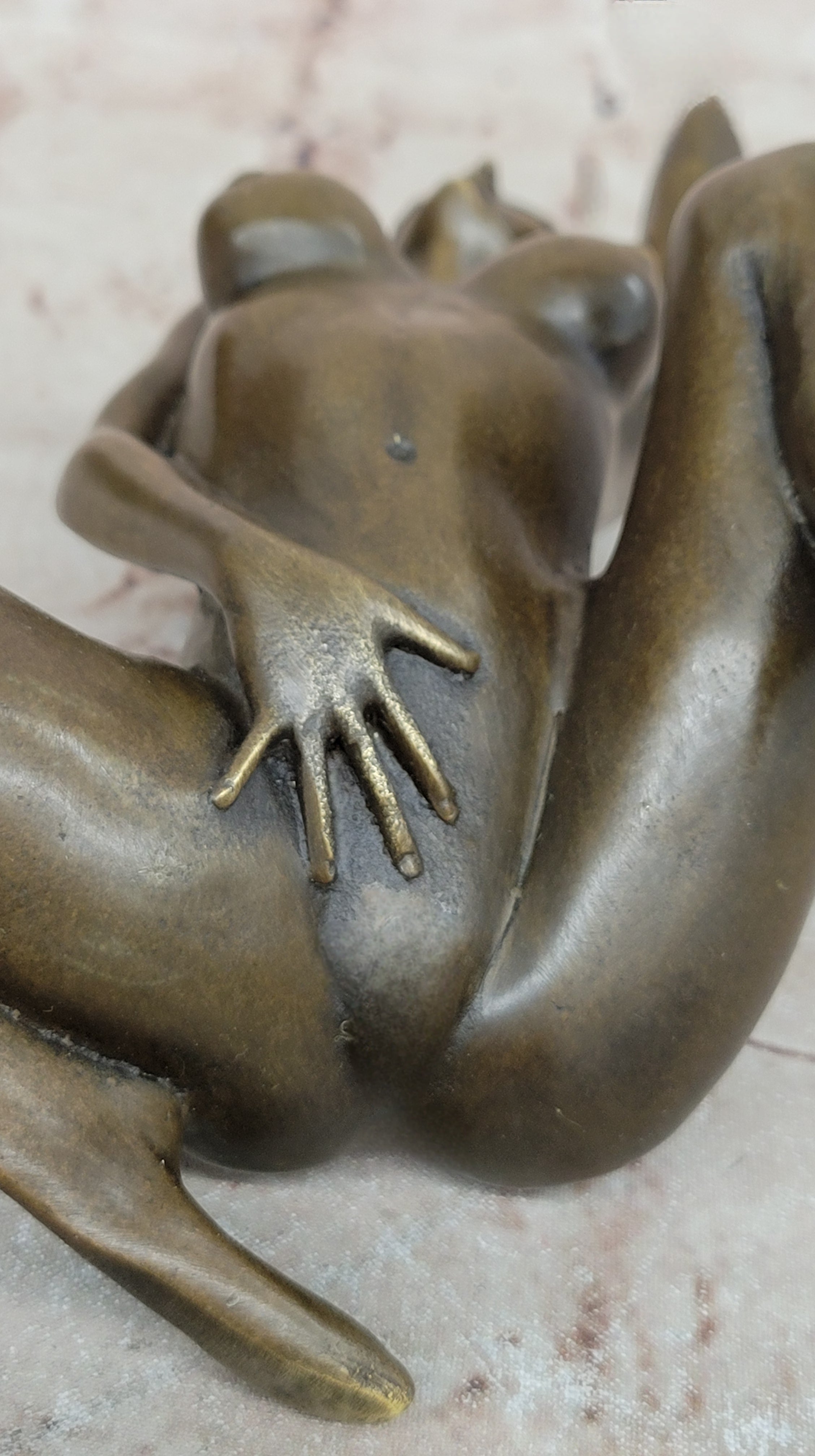 Erotic Bronze Figurine Sculpture Girl Female Touching Herself Signed Original Art 8" x 8"