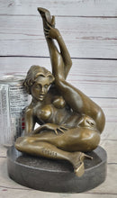 Erotic Nude Female Girl w/ Legs in Air Bronze Sculpture 5" x 11"