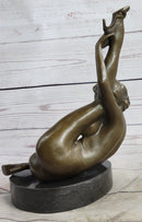 Erotic Nude Female Girl w/ Legs in Air Bronze Sculpture 5" x 11"