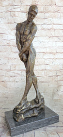 Rodin Adam Bronze Sculpture Marble Base Reproduction