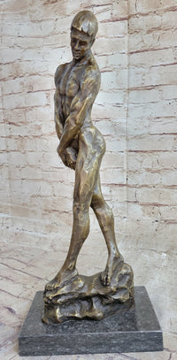 Rodin Adam Bronze Sculpture Marble Base Reproduction