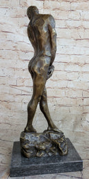 Rodin Adam Bronze Sculpture Marble Base Reproduction