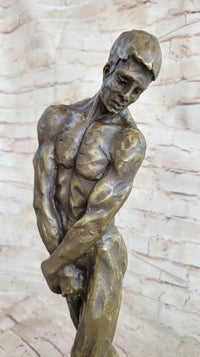 Rodin Adam Bronze Sculpture Marble Base Reproduction