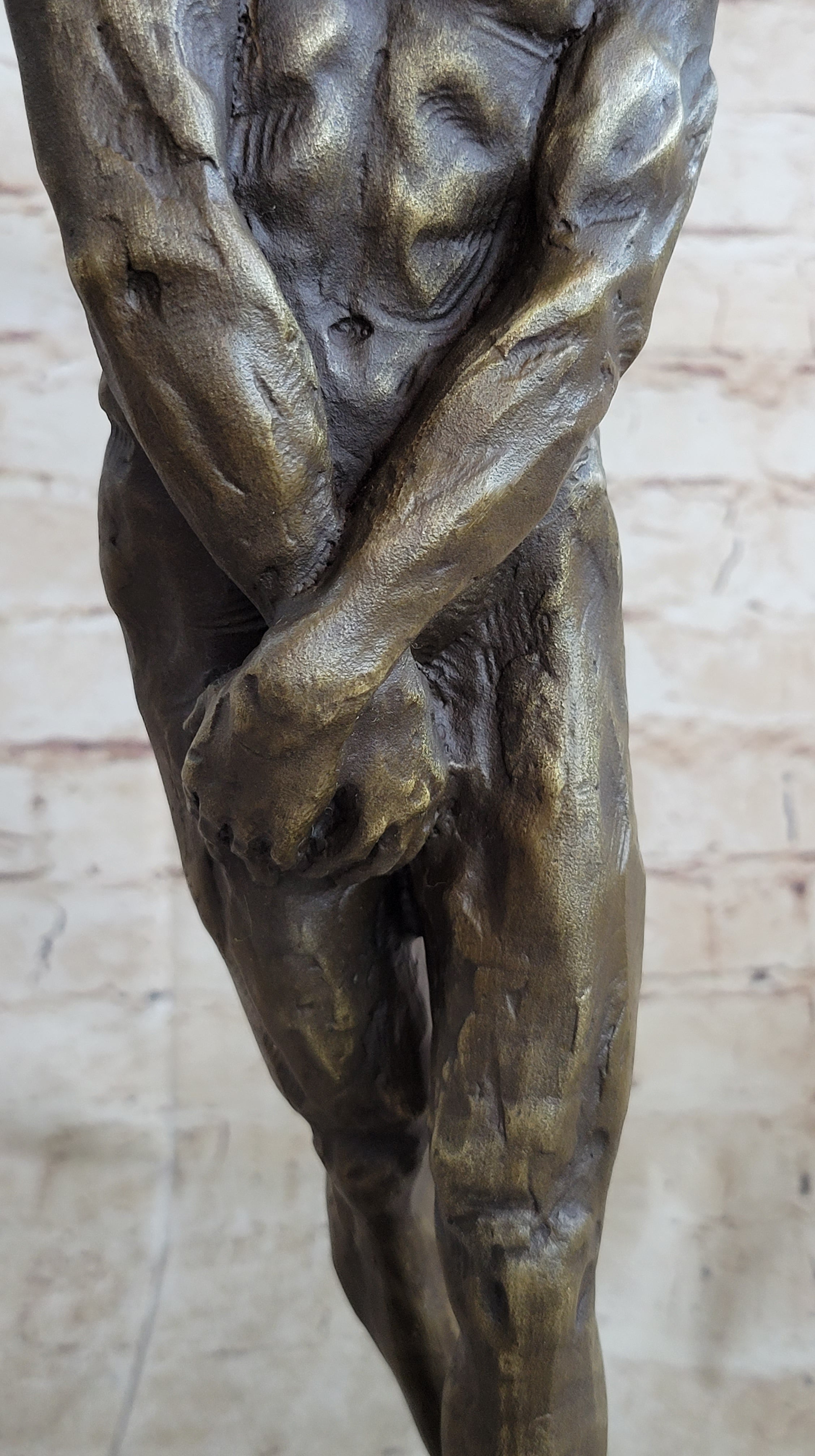 Rodin Adam Bronze Sculpture Marble Base Reproduction