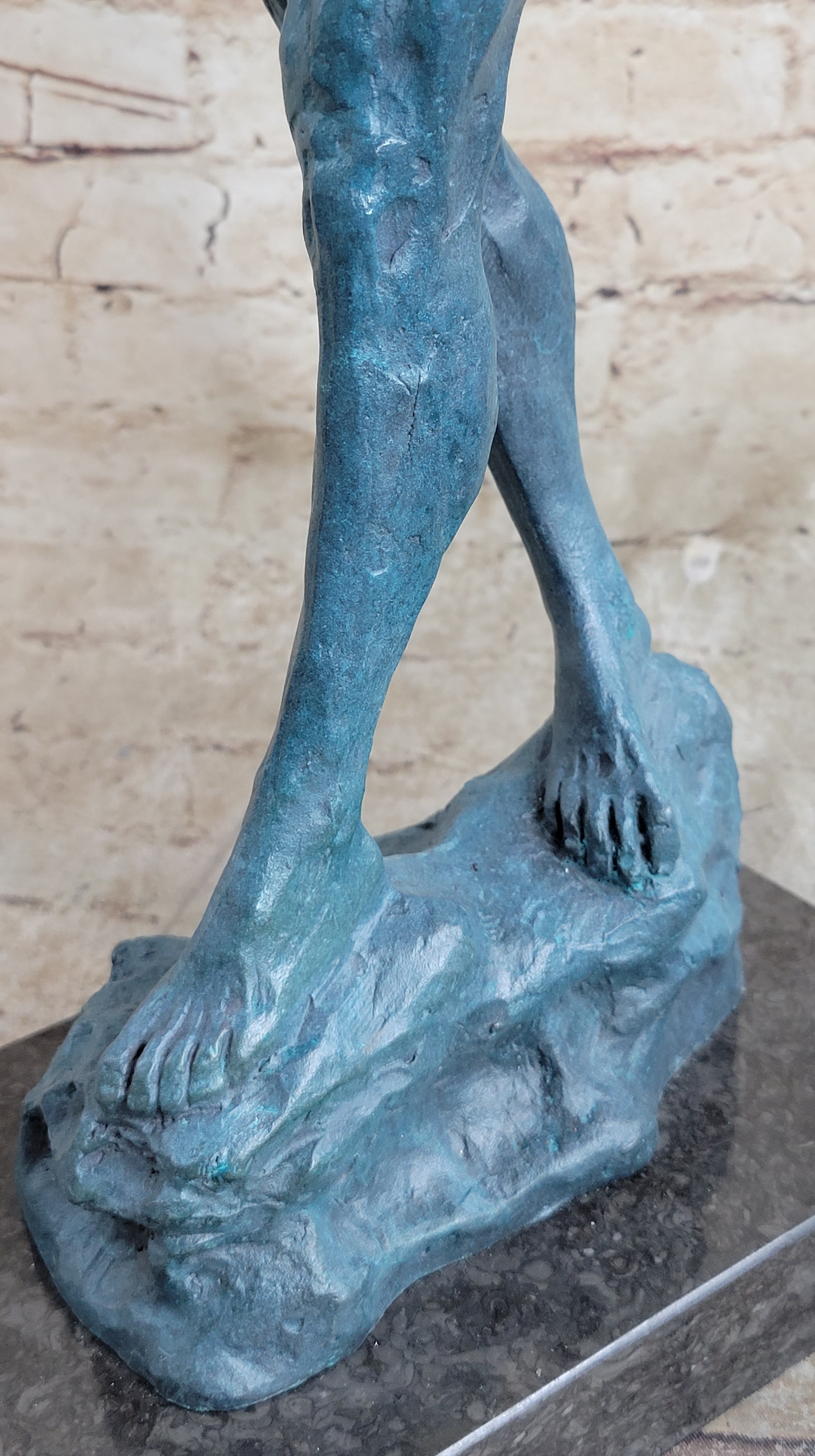 Green Patina Rodin Adam Nude Male Bronze Sculpture Classic Artwork
