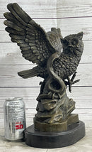 Owl and Snake Bronze Sculpture on Marble Base 15" x 12"