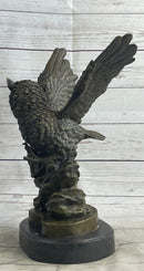 Owl and Snake Bronze Sculpture on Marble Base 15" x 12"