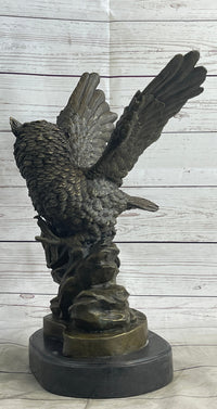 Owl and Snake Bronze Sculpture on Marble Base 15" x 12"