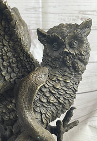Owl and Snake Bronze Sculpture on Marble Base 15" x 12"