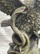 Owl and Snake Bronze Sculpture on Marble Base 15" x 12"