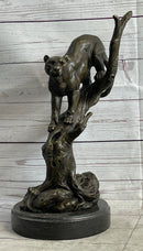 Mountain Lion Puma Panther in Tree Bronze Sculpture