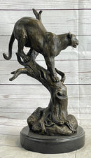 Mountain Lion Puma Panther in Tree Bronze Sculpture