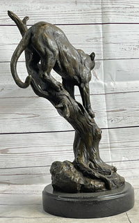 Mountain Lion Puma Panther in Tree Bronze Sculpture