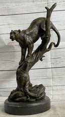 Mountain Lion Puma Panther in Tree Bronze Sculpture