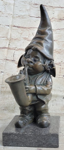 French Bronze Brass Gnome Trumpet Musician Collectible