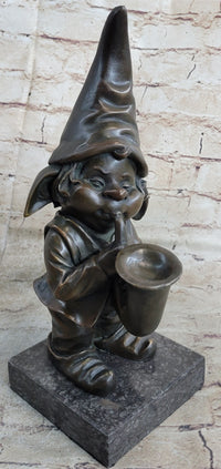French Bronze Brass Gnome Trumpet Musician Collectible