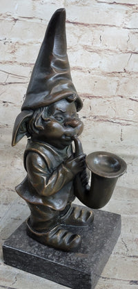 French Bronze Brass Gnome Trumpet Musician Collectible