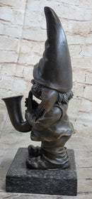 French Bronze Brass Gnome Trumpet Musician Collectible