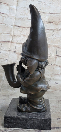 French Bronze Brass Gnome Trumpet Musician Collectible