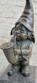 French Bronze Brass Gnome Trumpet Musician Collectible