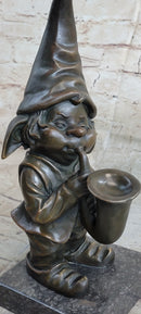 French Bronze Brass Gnome Trumpet Musician Collectible