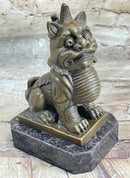 Chinese Foo Dog Guardian Lion Bronze Sculpture 7.5" x 5"
