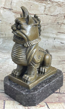 Chinese Foo Dog Guardian Lion Bronze Sculpture 7.5" x 5"