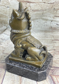 Chinese Foo Dog Guardian Lion Bronze Sculpture 7.5" x 5"
