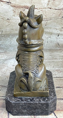 Chinese Foo Dog Guardian Lion Bronze Sculpture 7.5" x 5"