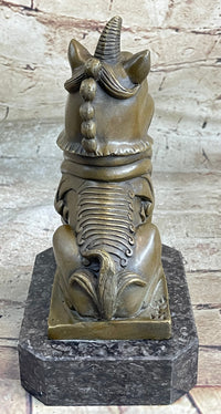 Chinese Foo Dog Guardian Lion Bronze Sculpture 7.5" x 5"