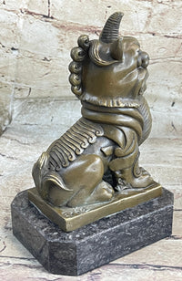 Chinese Foo Dog Guardian Lion Bronze Sculpture 7.5" x 5"