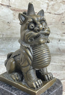 Chinese Foo Dog Guardian Lion Bronze Sculpture 7.5" x 5"