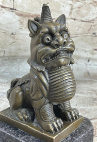Chinese Foo Dog Guardian Lion Bronze Sculpture 7.5" x 5"