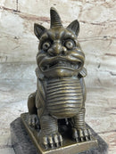 Chinese Foo Dog Guardian Lion Bronze Sculpture 7.5" x 5"