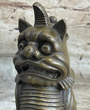 Chinese Foo Dog Guardian Lion Bronze Sculpture 7.5" x 5"