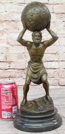 Greek Titan Atlas Holding World Globe Bronze 14" x 6"