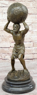 Greek Titan Atlas Holding World Globe Bronze 14" x 6"