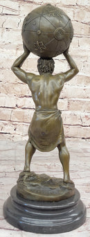 Greek Titan Atlas Holding World Globe Bronze 14" x 6"