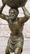 Greek Titan Atlas Holding World Globe Bronze 14" x 6"