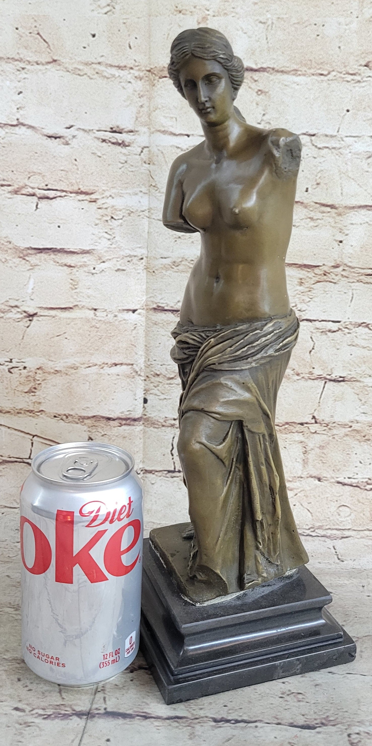 Venus de Milo Bronze Statue Sculpture Replica Louvre Classical Nude Figure 12" x 5"