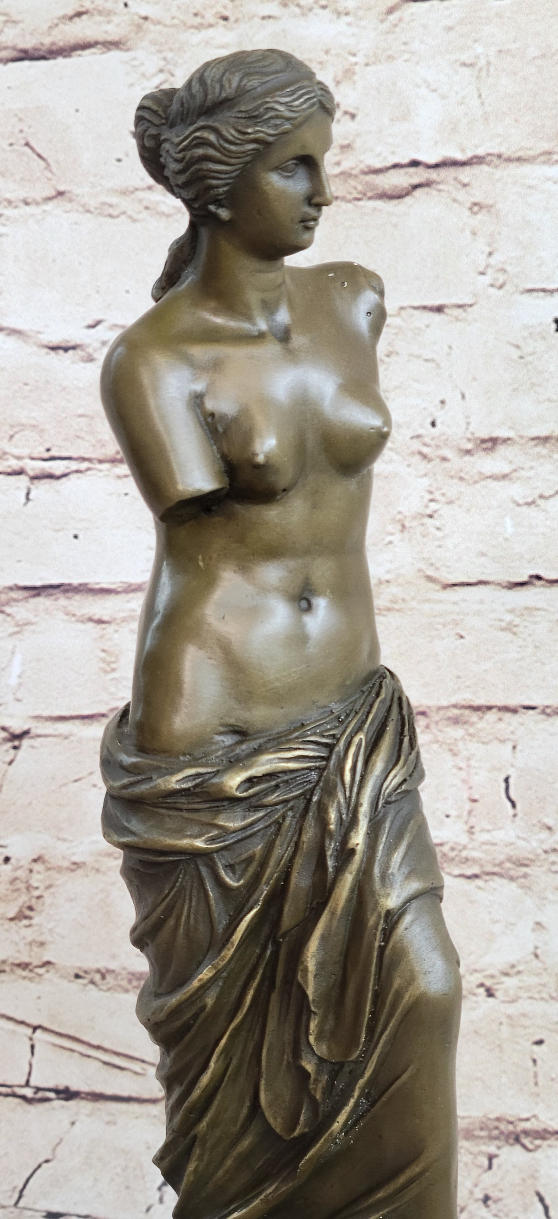 Venus de Milo Bronze Statue Sculpture Replica Louvre Classical Nude Figure 12" x 5"