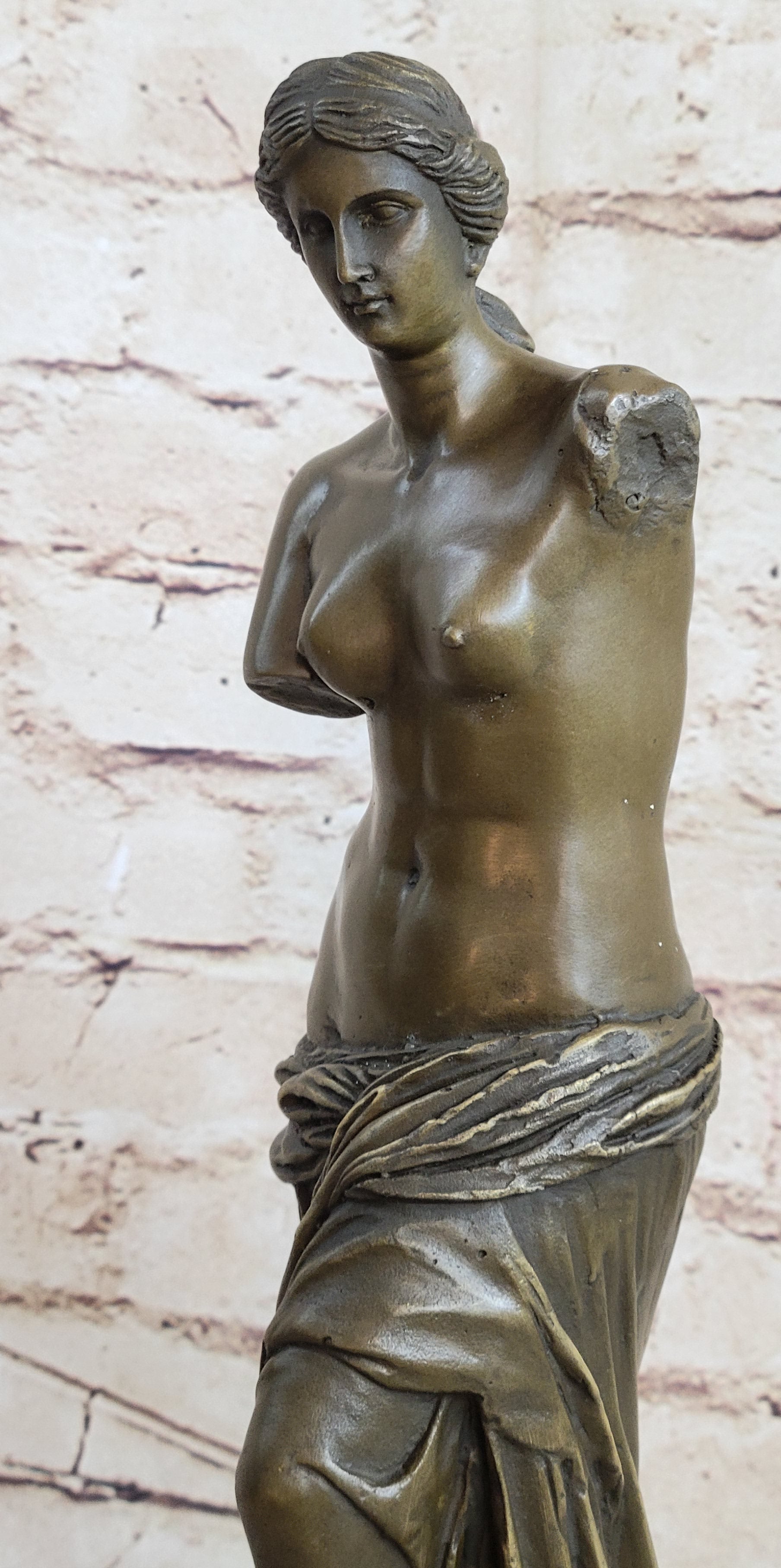 Venus de Milo Bronze Statue Sculpture Replica Louvre Classical Nude Figure 12" x 5"